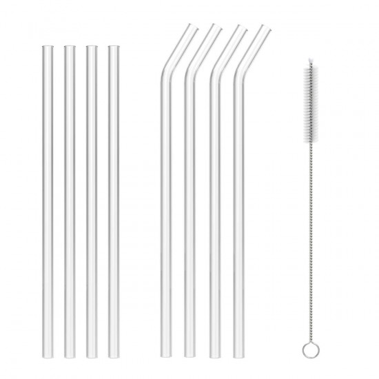 Navaris Reusable Handmade Glass Straws Σετ με 8 Καλαμάκια από Γυαλί - Bent and Straight - Clear - 47645.08.215
